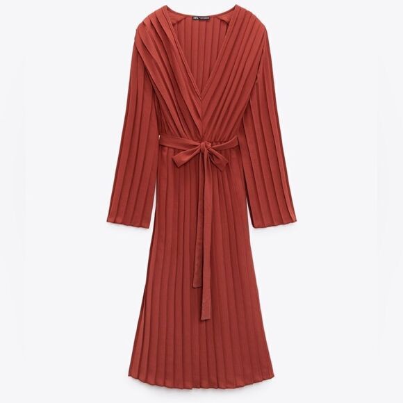 Zara Pleated Midi Dress New - Picture 5 of 9